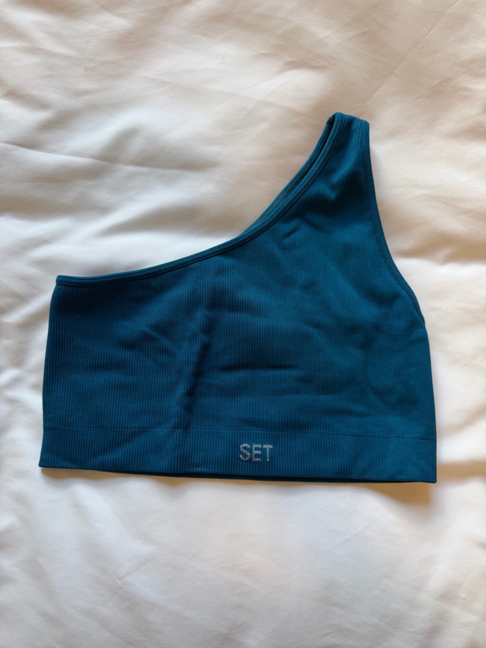 SET Active One-Shoulder Teal Sports Bra